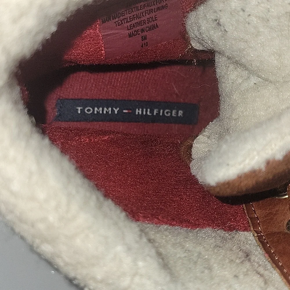 Toomy Hilfiger Brown Leather Lace-Up Winter Duck Boots Sz 8